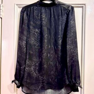 Haute Hippie Blue and Black Snake print and leather  Long Sleeve Blouse